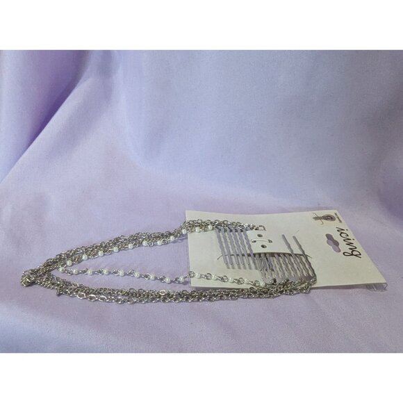 Icing Silver Tone Multi  Chain Hair Comb Clips For Women - Picture 2 of 3